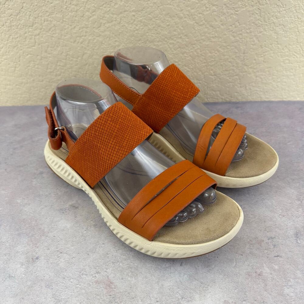 Bionica Alamosa Wedge Sandals Size 9.5 Orange Open Toe Comfort Slip Resistant